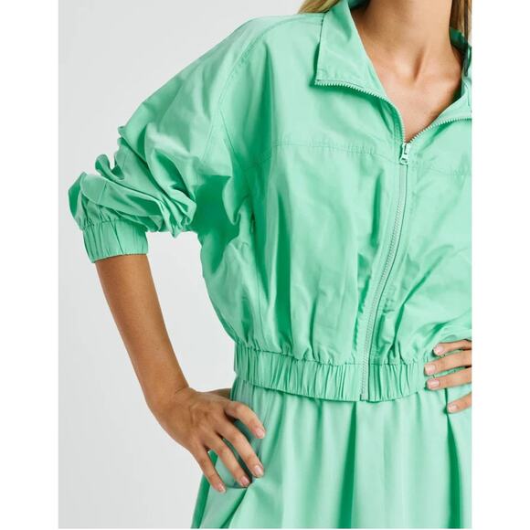 Year of Ours YOS Windbreaker Lucite Green Zip Crop Jacket S - Picture 5 of 14